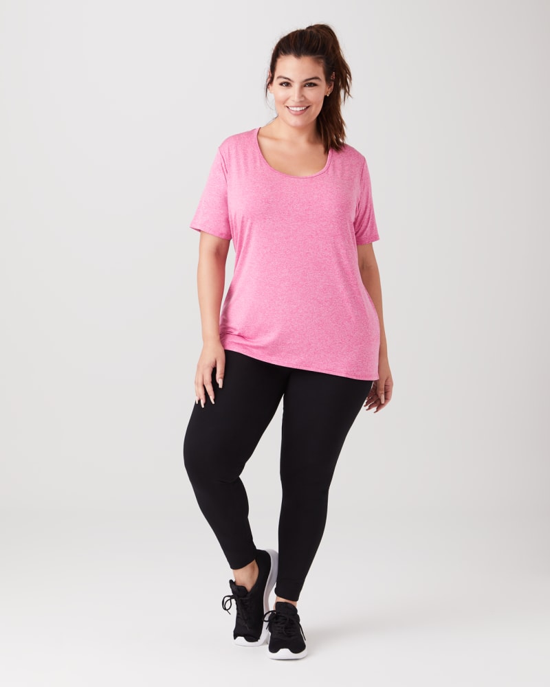 Plus size model with pear body shape wearing Vivi Fitted Tee by Bally Plus | Dia&Co | dia_product_style_image_id:139316